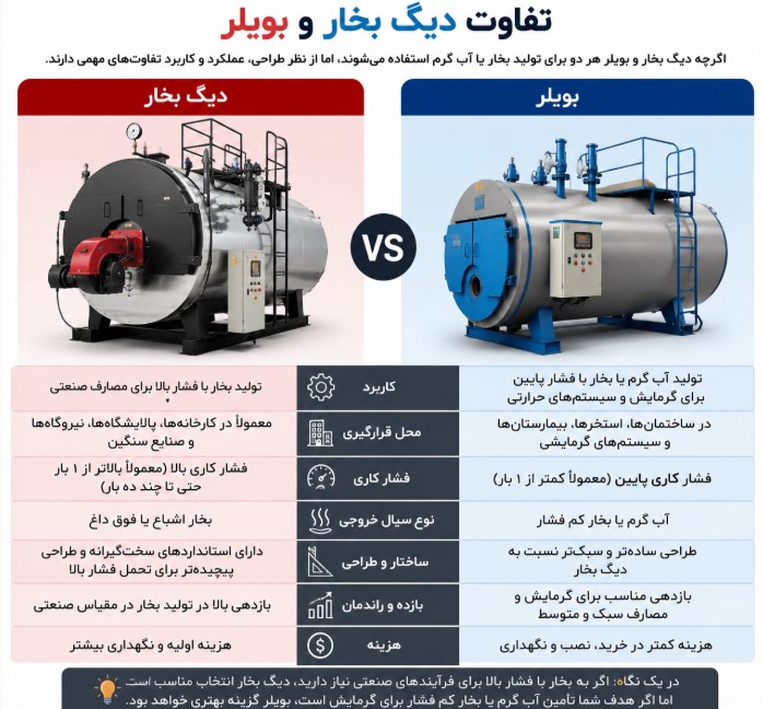 دیگ بخار و بویلر چه تفاوتی دارند ؟